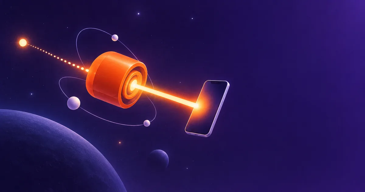Усилитель направляет светящийся сигнал к смартфону, иллюстрируя улучшение мобильной связи на даче.